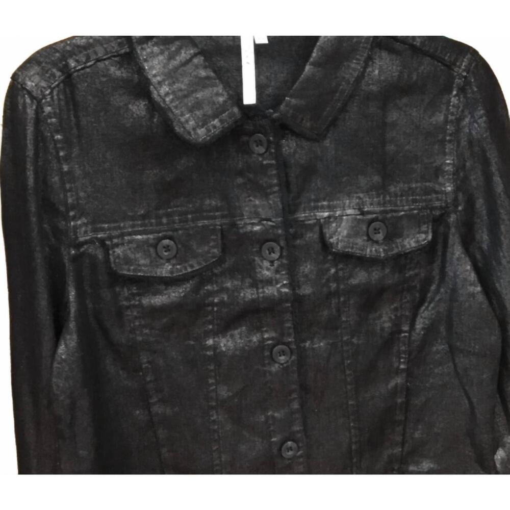 NEW LULU-B women's linen travel jacket in black metallic